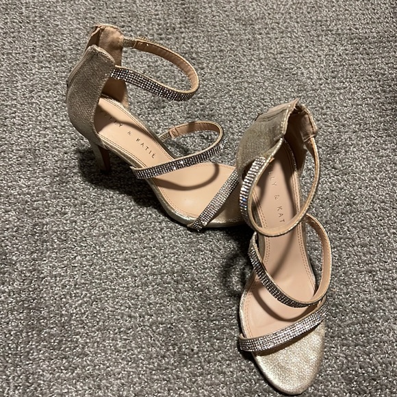 Metallic Rhinestone Strappy Heels - Picture 5 of 7